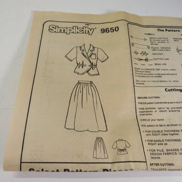 Simplicity 9650 clothing pattern top & skirt size 16-22 - Picture 3 of 9